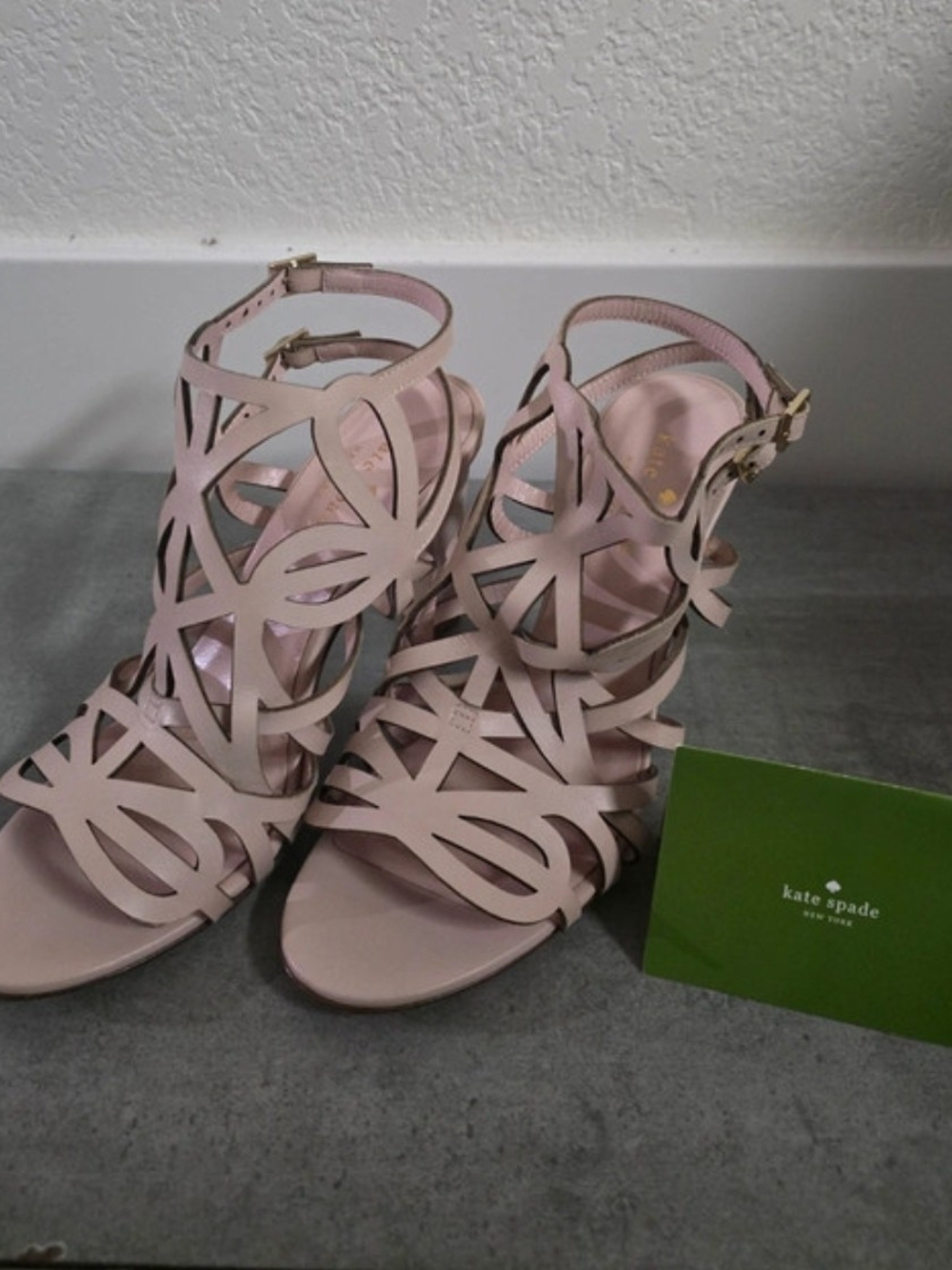 kate spade Blush Laser-Cut Strappy Heels